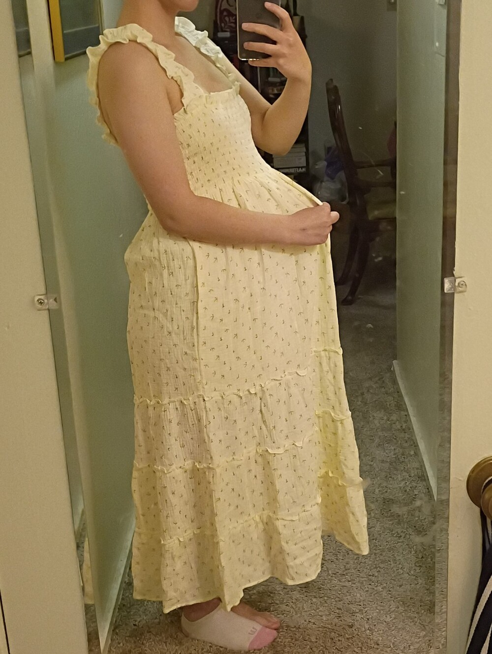 Floral Smocked Ruffle Strap Maxi Dress In Cream - Picture 3 of 4